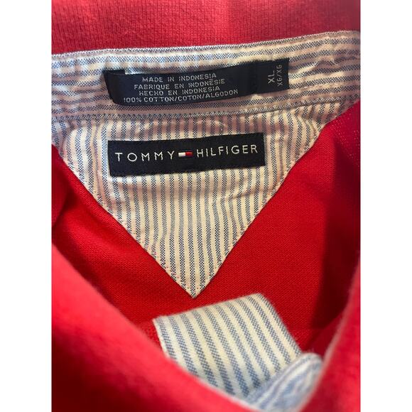 Y2K 90'S TOMMY HILFIGER POLO SHIRT LYON CREST EMBROIDERED PATCHES SZ XL ICONIC - Picture 6 of 16